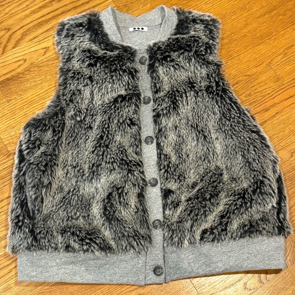 Three Dot Grey Fur Vest